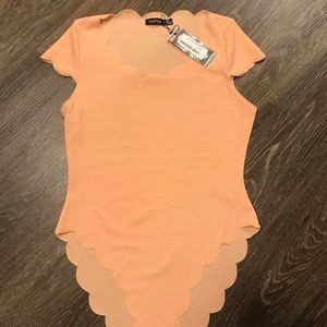 Cap Sleeve Scallop Edge Body Suit Size 8 UK Size12